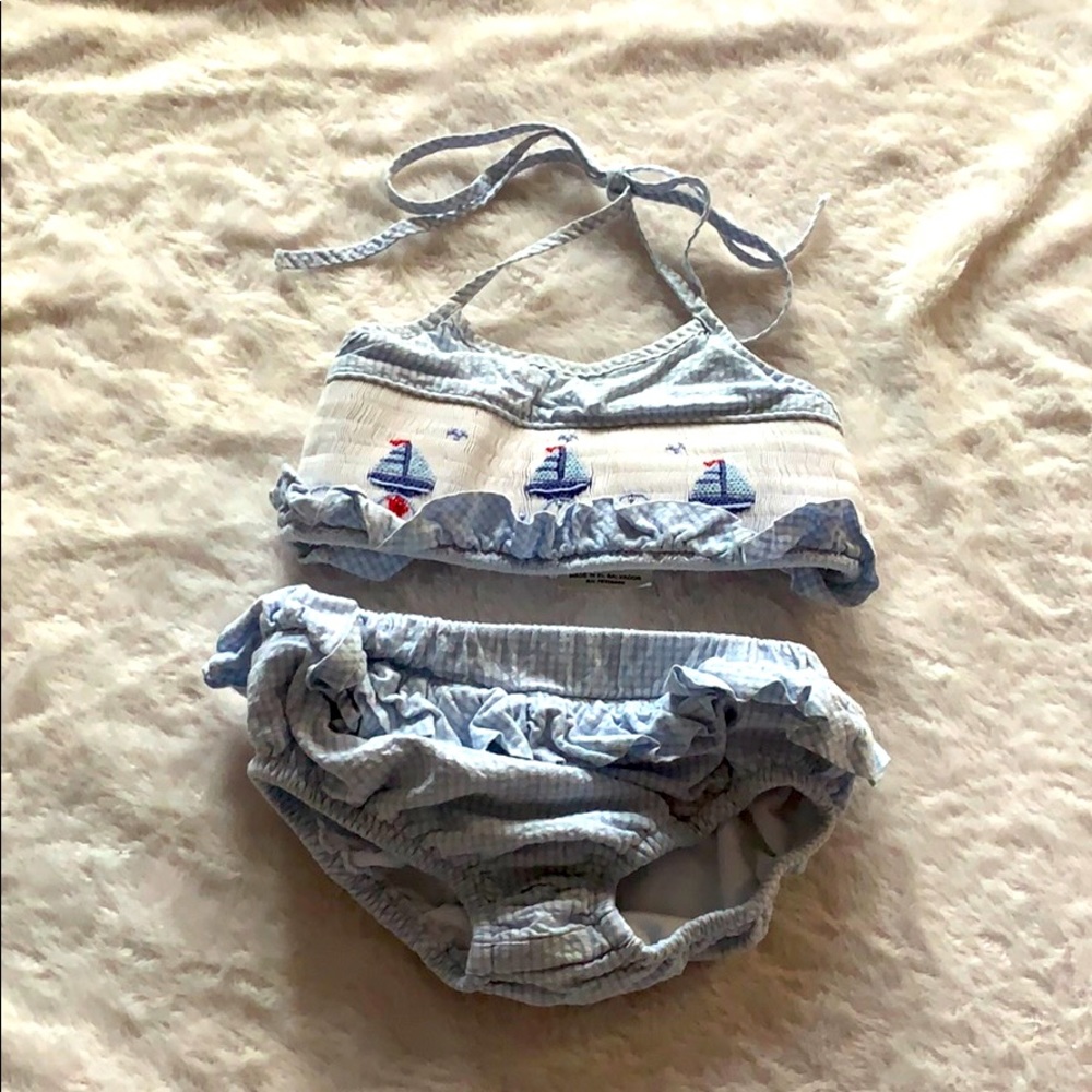 2t smocked sailboat swimsuit bathing suit